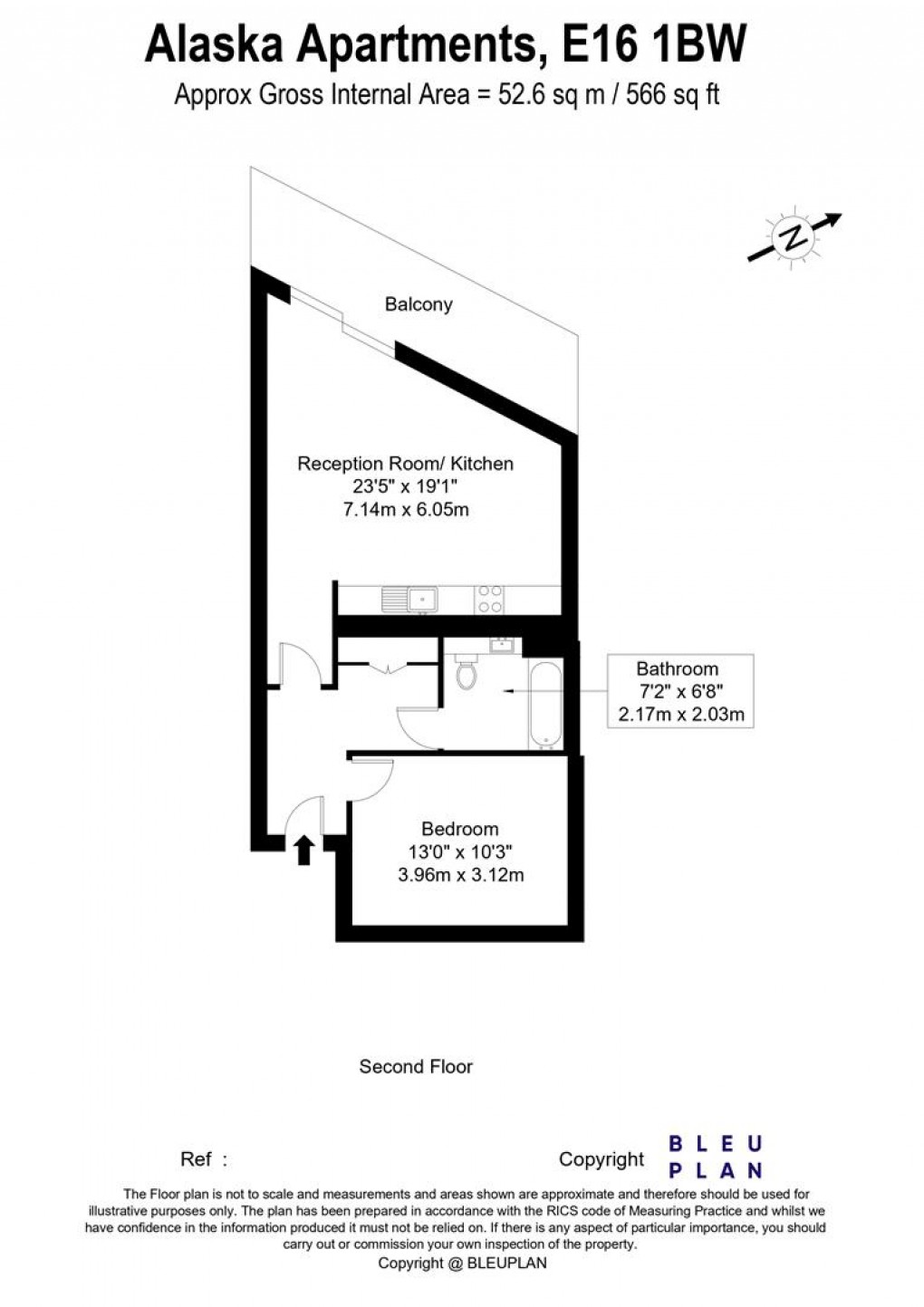 Floorplan for Alaska Apartments, 22 Western Gateway, London