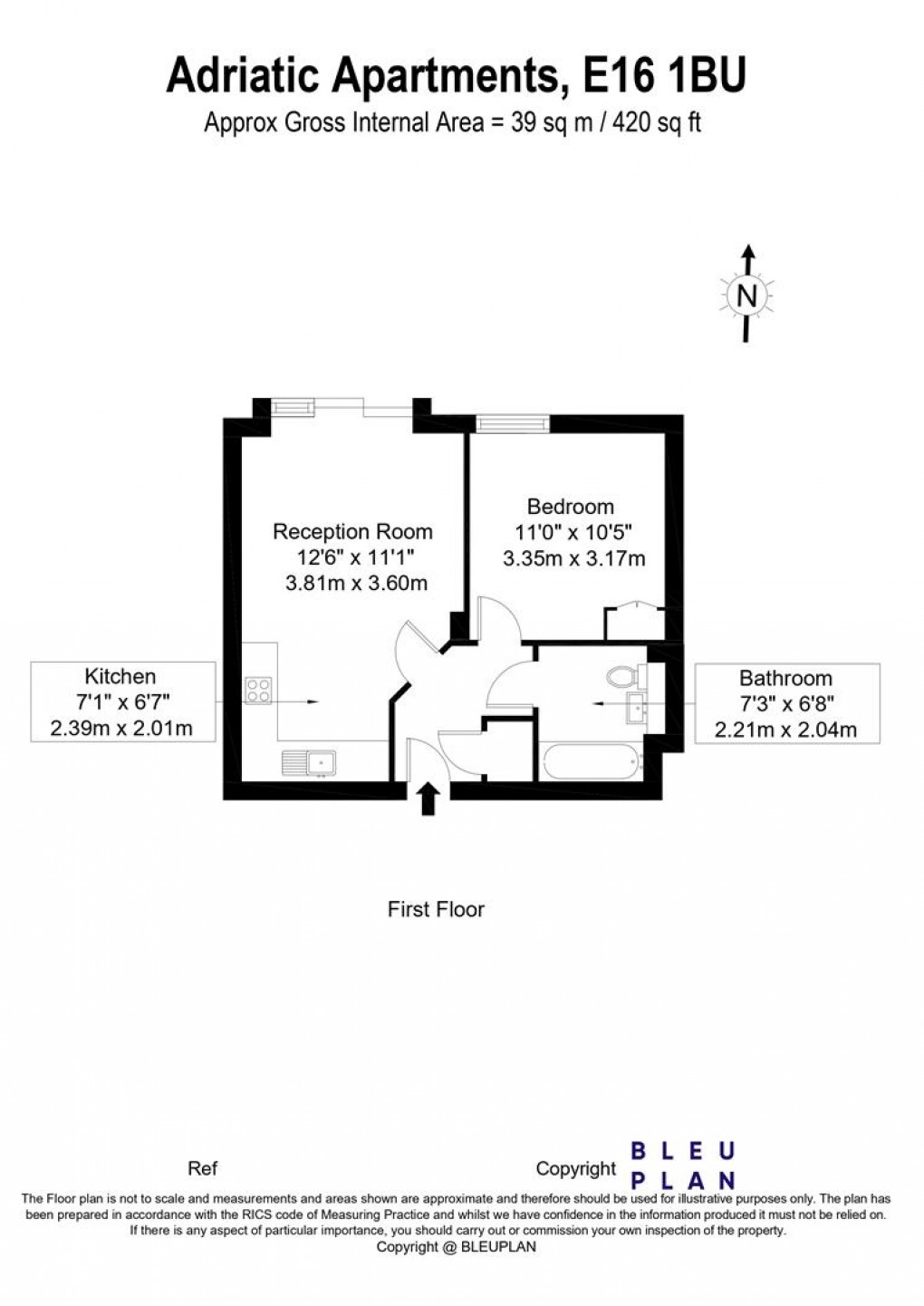 Floorplan for Adriatic Apartments, 20 Western Gateway, London